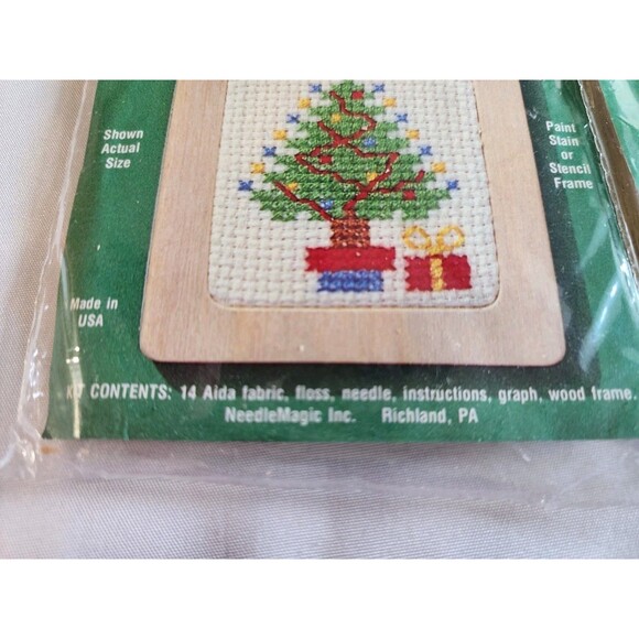 Lot of 3 Vintage NMI Stitch 'N Hang Cross Stitch Ornament Kits NOS Made In USA - Picture 6 of 11